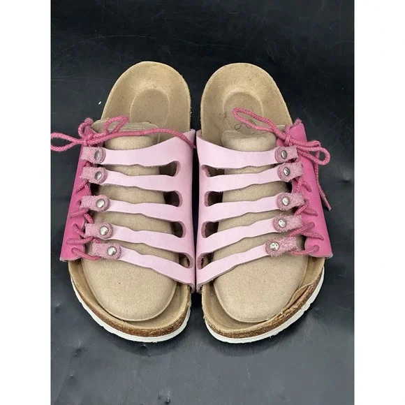 Women's‎ Birkenstock Novato Laced Pink Leather Sandals EU 37 US 6 - Picture 2 of 13